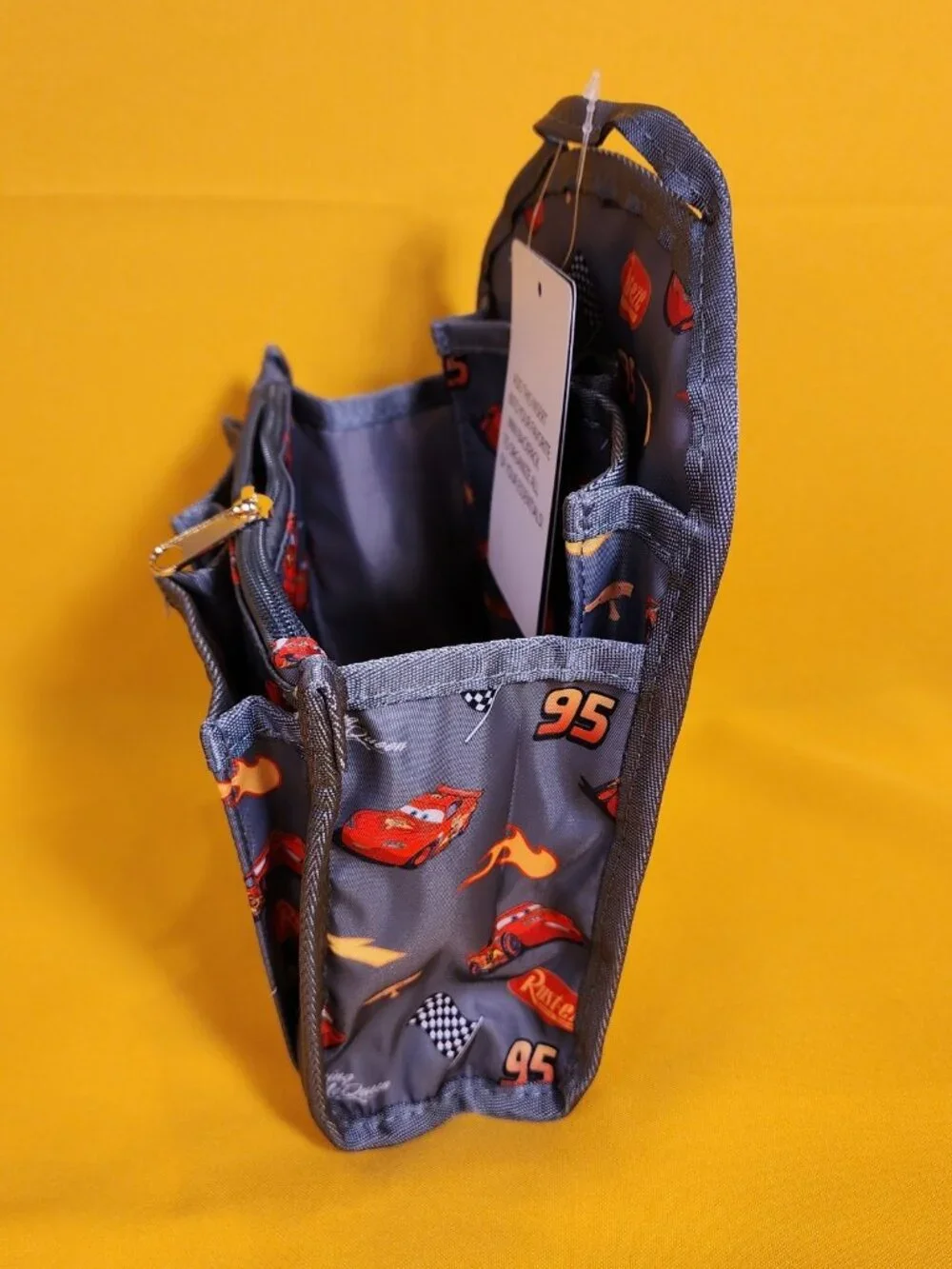 Disney Pixar Cars Lightning McQueen AOP Grey Mini Backpack Organizer Insert NEW